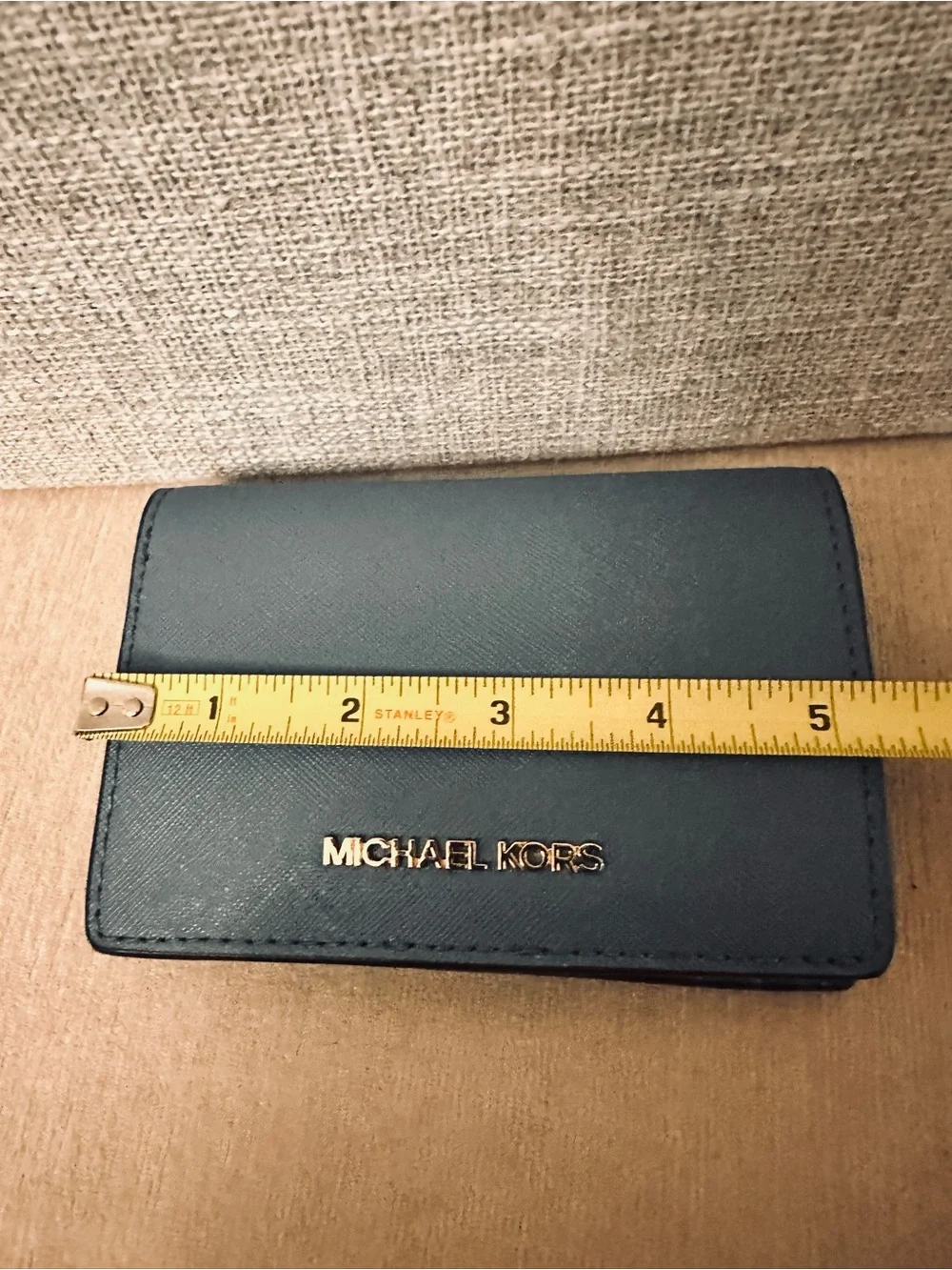 Michael Kors Jet Set Medium Slim Leather Wallet Denim NWT